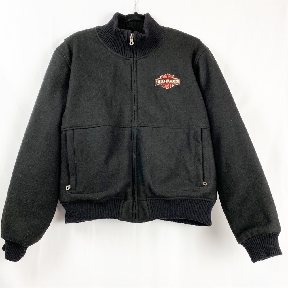 Harley Davidson XLarge Black Merino Wool Jacket